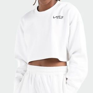 TLF CROP WHITE CREWNECK NWT